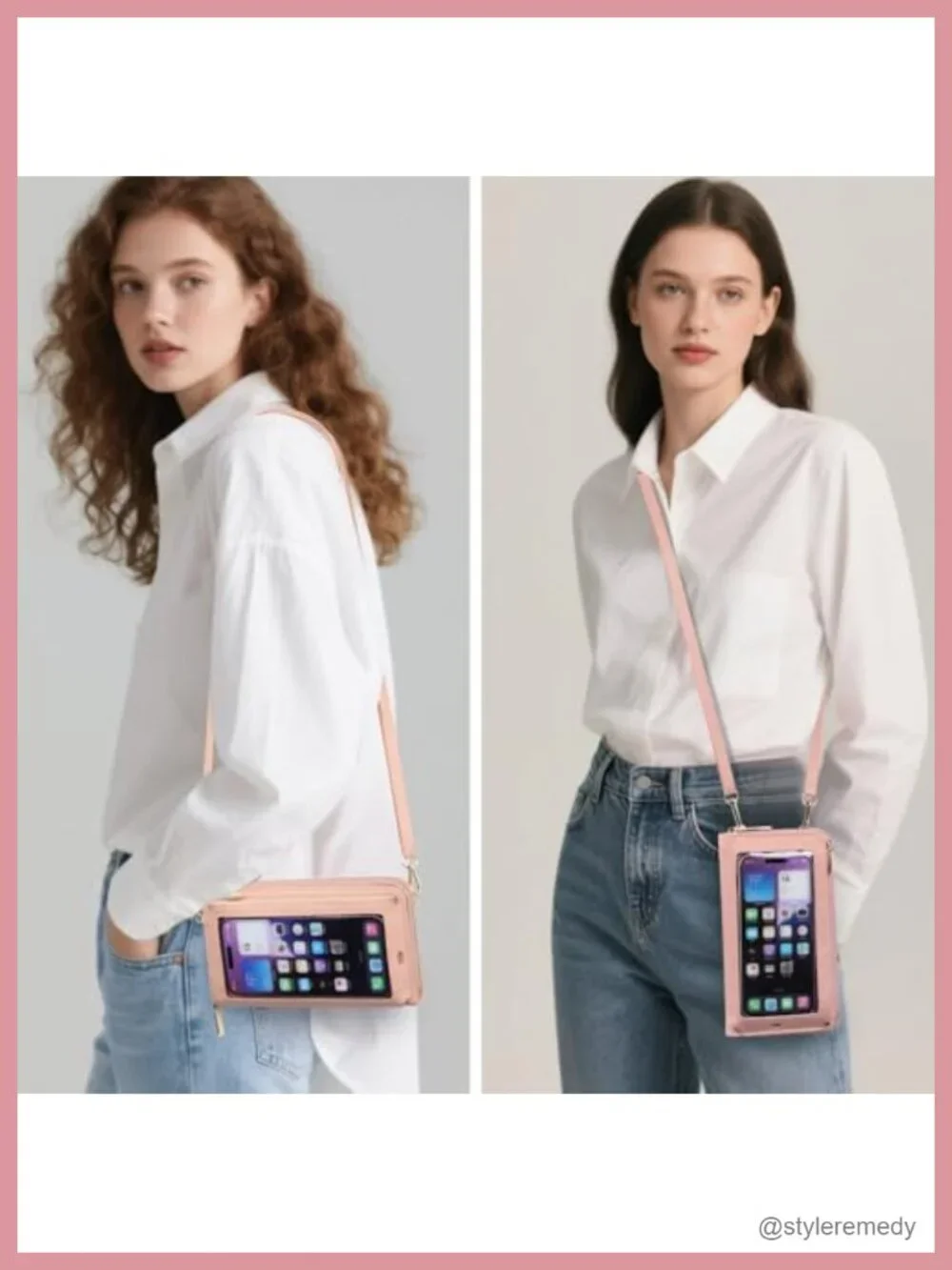 Faux Leather RFID Blocking Crossbody Phone Purse with Touch Screen Window